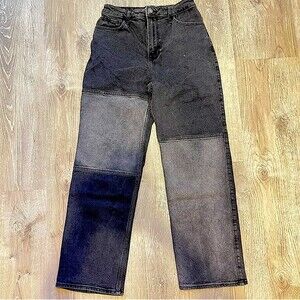 Hollister Ultra High-Rise Dad Jeans Black Grey 2-Tone Colorblock Vintage Stretch